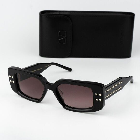Valentino Women Sunglasses Black Gold Rose Square V - CINQUE VLS-108A-53 main image 4